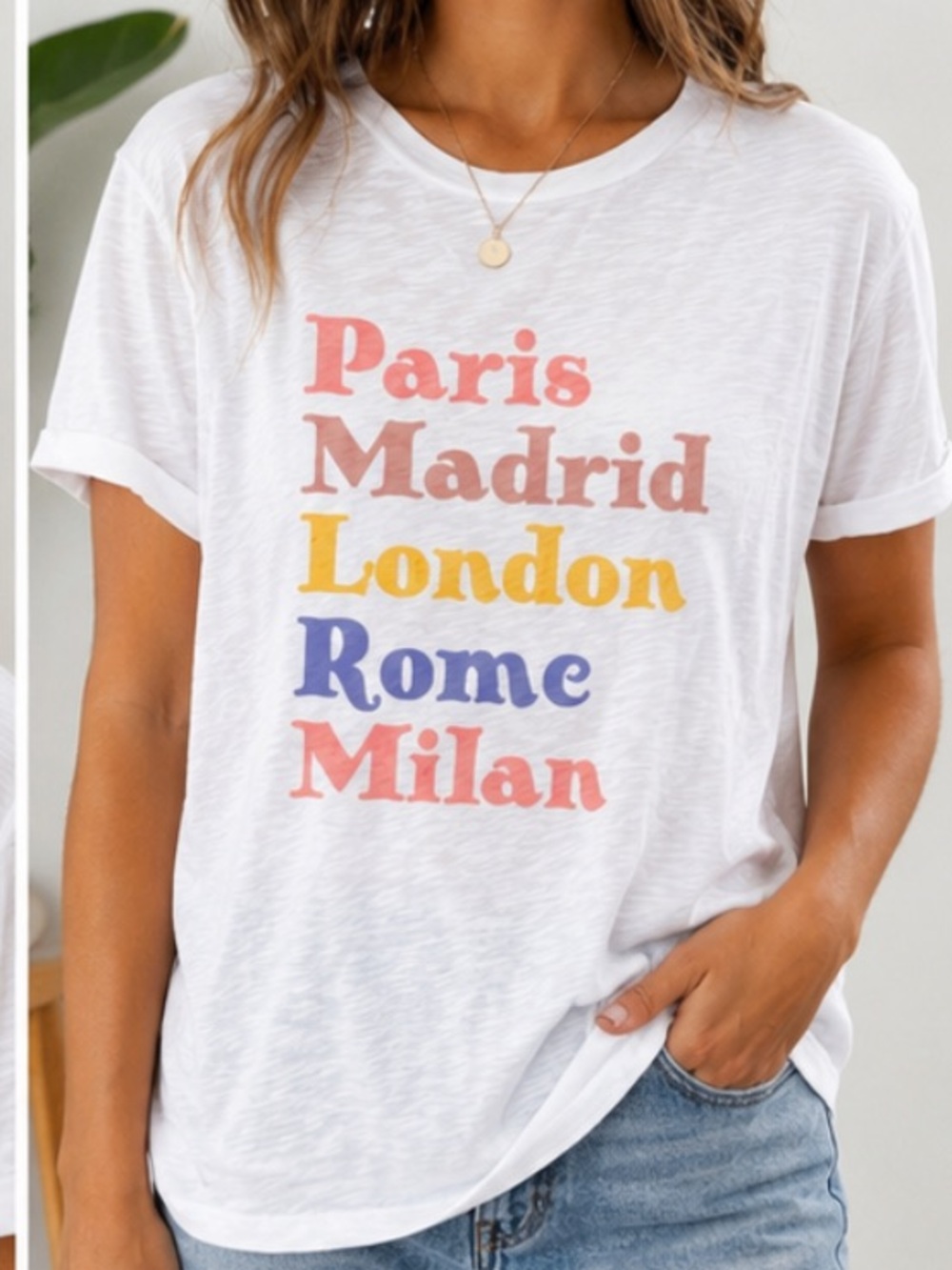 LE Life Elsewhere Paris Madrid London Rome Milan Graphic Tee White T-Shirt L NWT